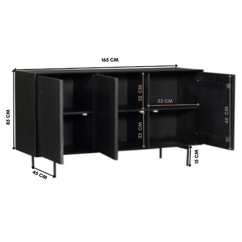 Starfurn  dressoir Madison - zwart - 45x165x85cm