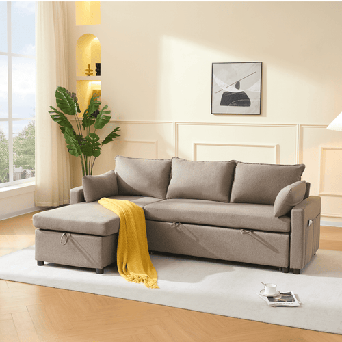 Calicosy - LOUISON 3-zits slaapbank - Grijs - 219x147x84 cm