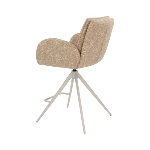 Giga Meubel Barstoel Tina - Taupe - Draaibaar - Scandinavisch - Armleuningen - Stof - Set van 2