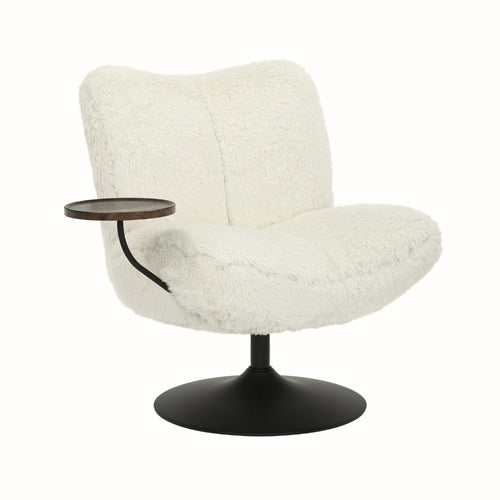 DÉJA Living Draaifauteuil Morten - Beige Fluffy/Zwart - Incl. Tafeltje - vtwonen shop