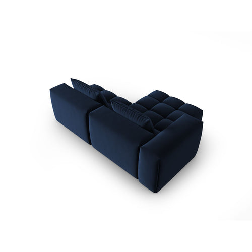 Cosmopolitan Design - Modulaire hoekbank links Verona 3-zits, flueel koningsblauw - 145x205x70cm