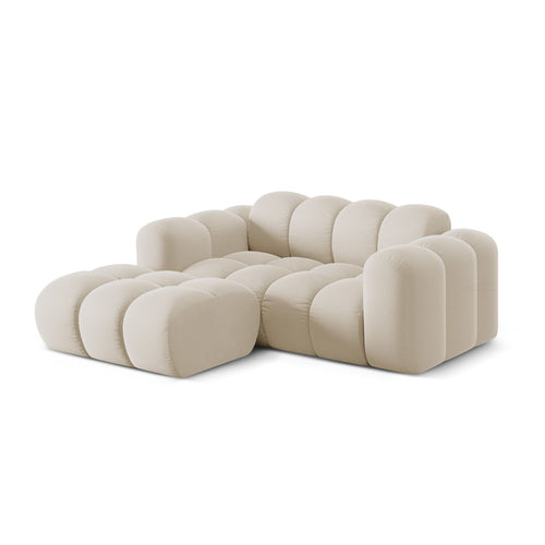 Cosmopolitan Design - Linker hoekbank Treno 2-zits, flueel donkerbeige - 164x180x70cm