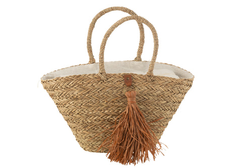 J-Line strandtas Kwasten - zeegras/raphia - naturel/bruin - vtwonen shop