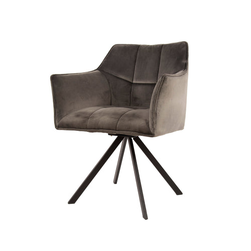 Giga Meubel Eetkamerstoel Raster - Antraciet Velvet - Draaibaar - Set van 2 - Set van 2