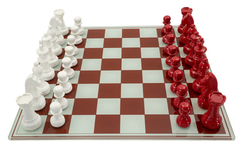 Mauro Ferretti schaakbord - 61x61x14 cm - wit/rood