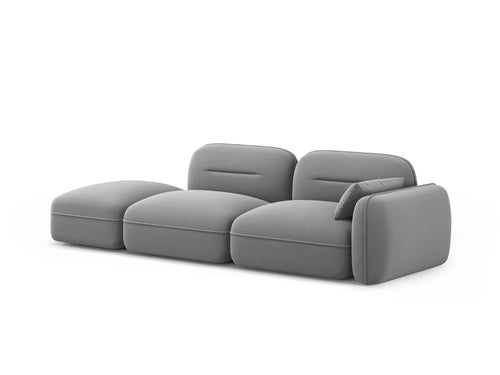 Cosmopolitan Design linker modulaire bank Sydney 3-zits, flueel, lichtgrijs - 90x295x70cm