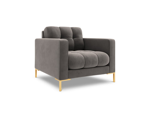 Cosmopolitan Design Fauteuil Bali flueel, lichtgrijs - 96x87x75cm