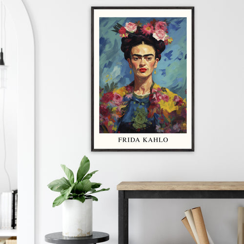 Artfulprints Poster Frida Kahlo - Painted floral portrait   - 50x70 cm - Meerkleurig