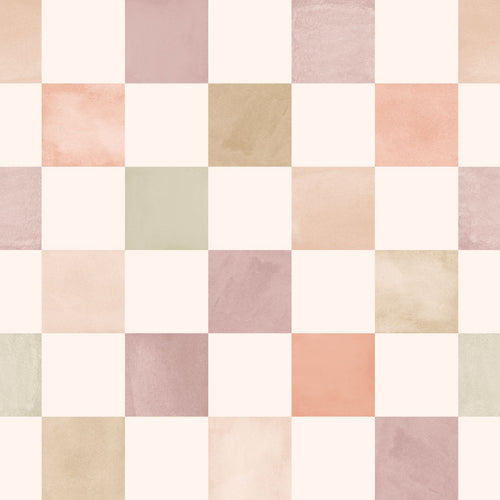 ESTAhome behang geblokt motief beige en paars - 50 x 900 cm - 131720