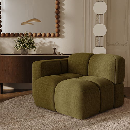 Premium Interiors - Module linkerhoek MOSS - fluweel met structuur vintage groen 90cm