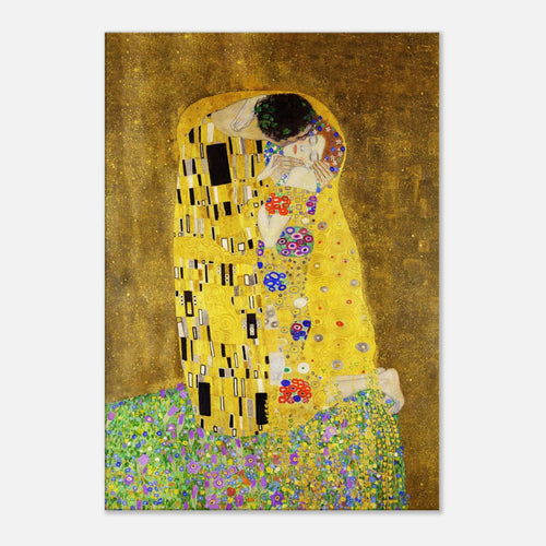 Artfulprints Canvas Gustav Klimt - The kiss canvas - 75x100 cm - Geel