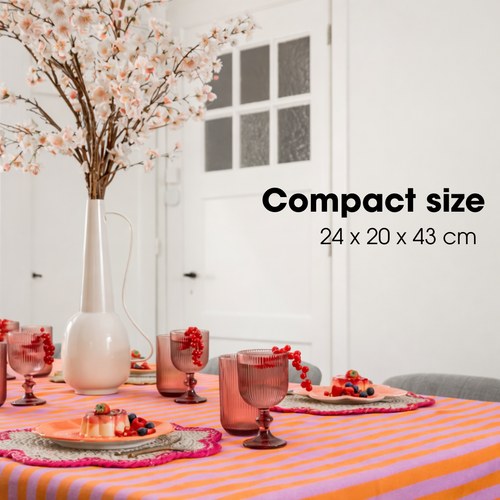 Mica Decorations Tosno Decoratieve Vaas - Bloemenvaas 24 x 20 x 43 cm - Woondecoratie Bloemvaas voor Binnen - IJzer, MDF, Fluweel - Off-white