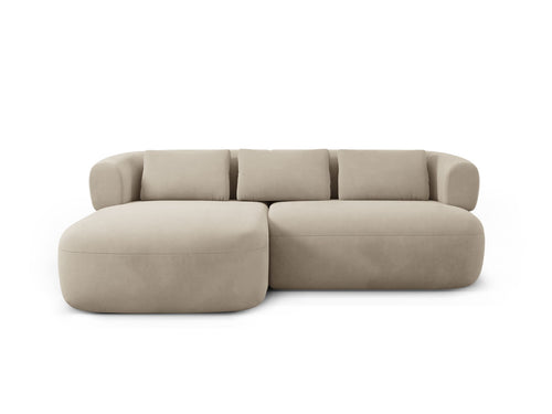 Micadoni linker hoekbank Jenny 5-zits, flueel beige - 145x200x73cm