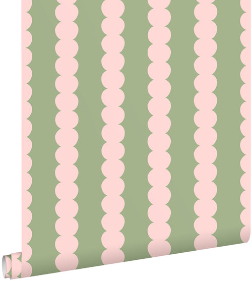 ESTAhome behang grafische print licht roze en groen - 0.53 x 10.05 m - 132138