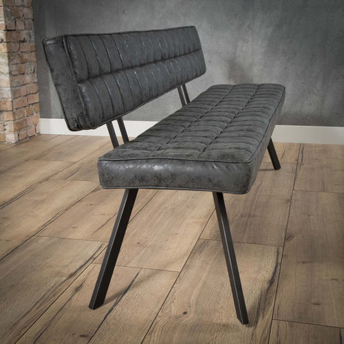 Giga Meubel Eetkamerbank Kruisstiksel - Zwart Kunstleer - 180cm