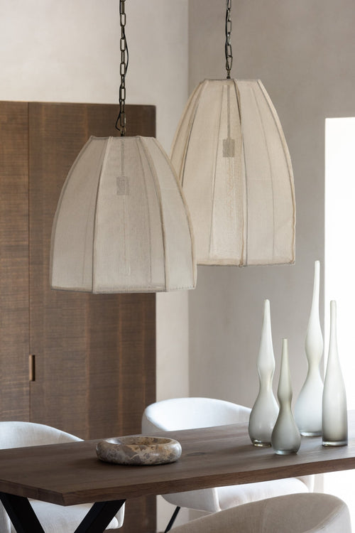 J-Line hanglamp Peer - linnen/ijzer - wit - large