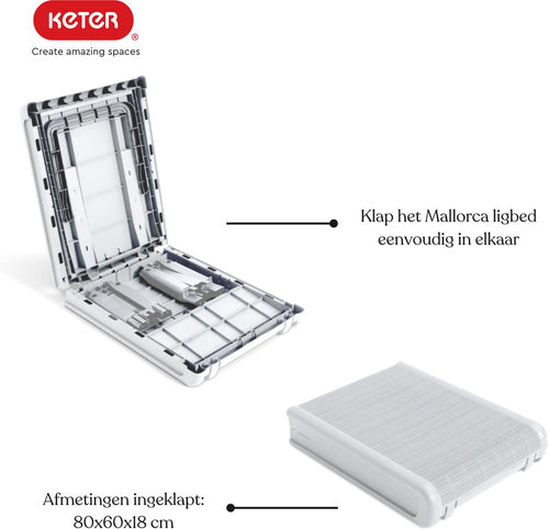 Keter Mallorca Ligbed - inclusief kussen - 187.5x58x29cm - Wit