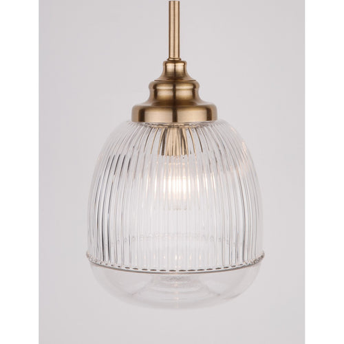 Merano Estevan 15 cm bol hangende plafondlamp satijn goud metaal helder glas LED E14