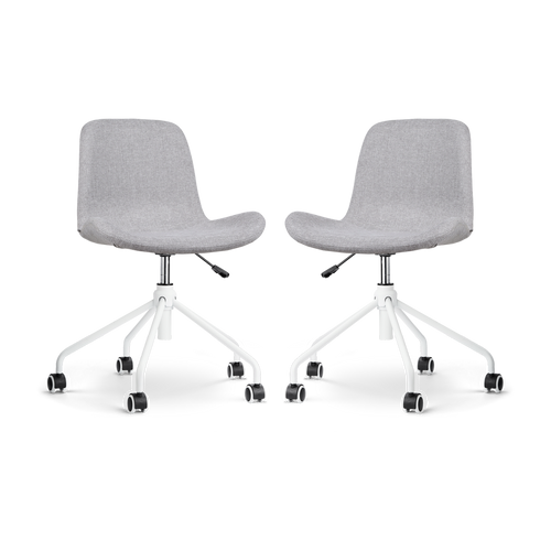 Nolon Nout-Fé Bureaustoelen Set van 2 - Lichtgrijs - Wit Onderstel