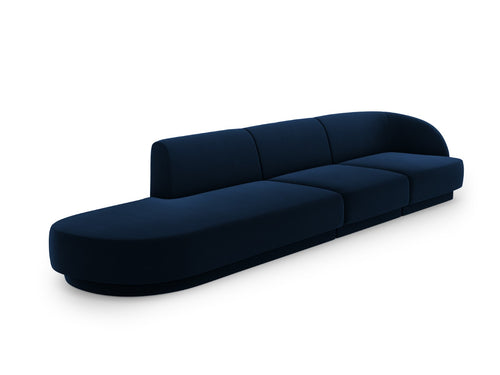 Micadoni linker bank Miley 4-zits, flueel, koningsblauw - 90x323x70cm