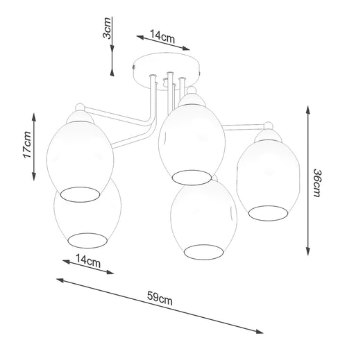 Sollux Lighting Kroonluchter FILLAN 5 zwart - 59x59x36cm