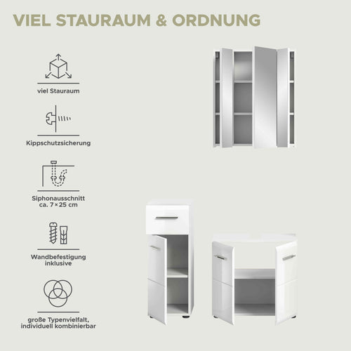 Furnilux Badkamercombinatie Ice 3-delig - 105cm x 185cm x 32cm