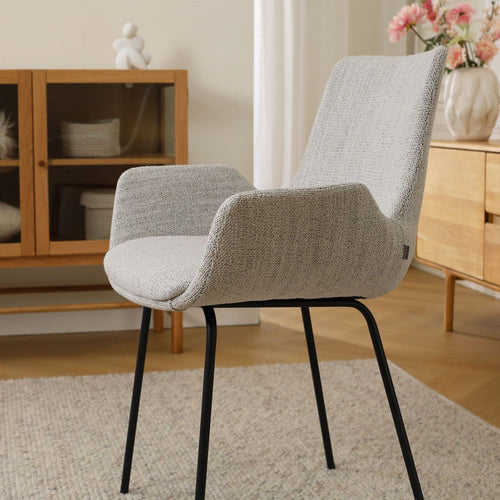 Nolon Nora-Eef Eetkamerstoel Beige Gemêleerd - met Armleuning - Zwart - vtwonen shop