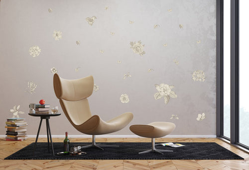 Sanders & Sanders muursticker bloemen warm grijs - 85 x 65 cm - 601351