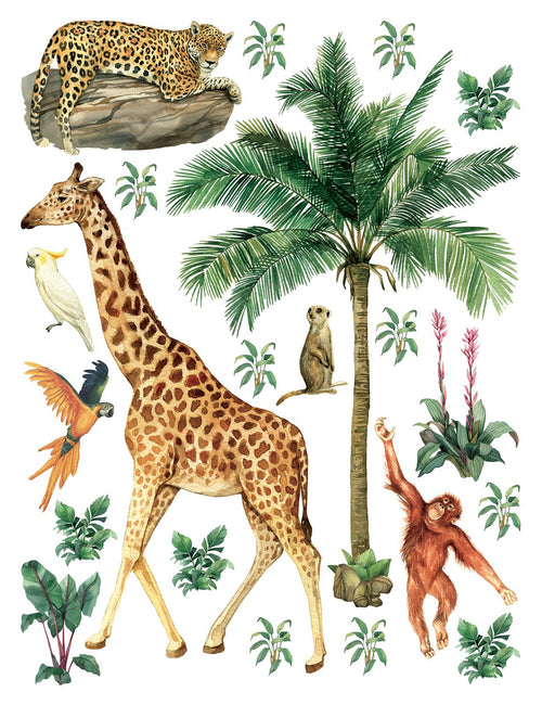 Sanders & Sanders muursticker jungle dieren jungle groen - 85 x 65 cm - 601354