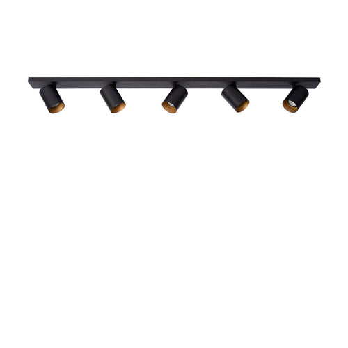 Atmooz plafondlamp Nuo 5 - zwart-goud vanbinnen - 120 x 12 x H 10 cm - GU10