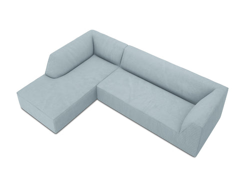 Micadoni linker hoekbank Ruby 4-zits, ribfluwelen, lichtblauw - 180x273x69cm