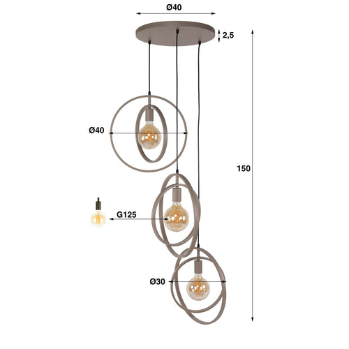 Giga Living Hanglamp Turn Around - Beige Metaal - Ø40x150cm