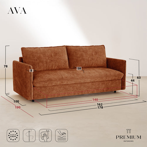 Premium Interiors - Express-slaapbank AVA - gewaafd fluweel crème 178cm
