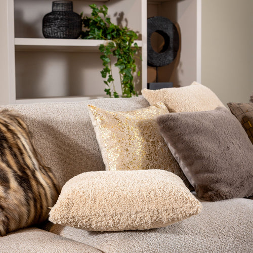 ZAYA - Kussenhoes 45x45 cm - bontlook - effen kleur - Driftwood - taupe