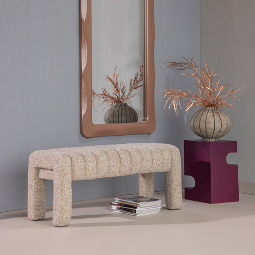 WOOOD bankje gestoffeerd Frex - Bouclé - Bruin - 48x110x43