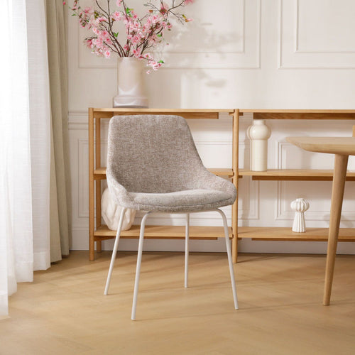 Nolon Nora-Isa Eetkamerstoel Bruin - Stof - Wit Onderstel - vtwonen shop