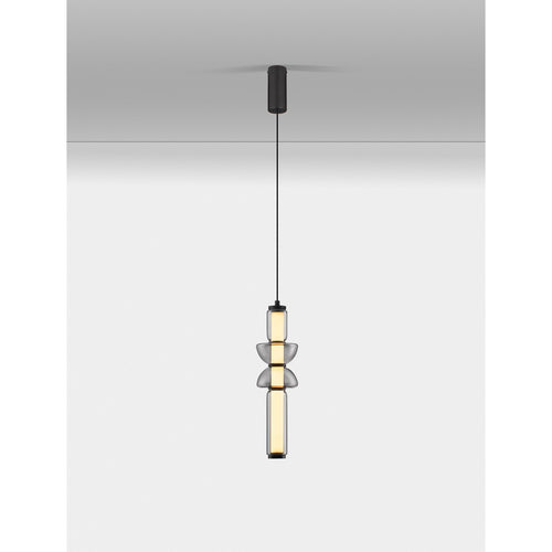 Nova Luce ULON Slanke hanglamp voor aan het plafond, rookgrijs, matzwart, Triac dimbare LED, 15W, 825lm, 3000K