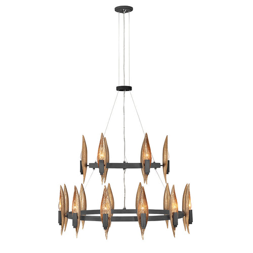 Elstead Hinkley Willow Cilindrische hanglamp in carbonzwart met luxe goud