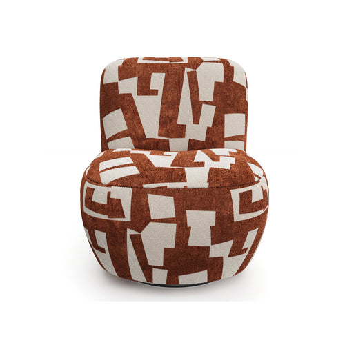 Sia Home - Fauteuil JENA - Stof met structuurpatroon - Terracotta - 65cm