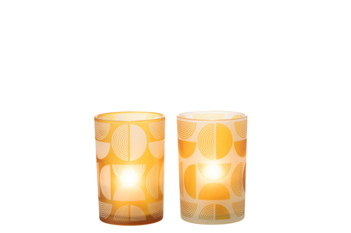 J-Line windlicht Halve Ronden - glas - oranje - large - 2 stuks - vtwonen shop