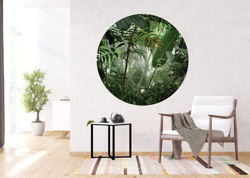Sanders & Sanders zelfklevende behangcirkel tropische jungle bladeren groen - Ø 140 cm - 601137