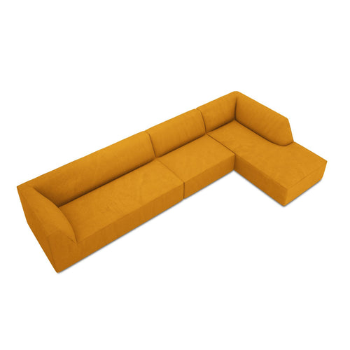 Cosmopolitan Design - Modulaire hoekbank rechts Siena 5-zits, ribfluwelen geel - 180x366x69cm