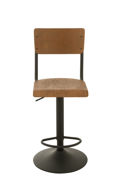J-Line barstoel - hout/metaal - bruin - 2 stuks