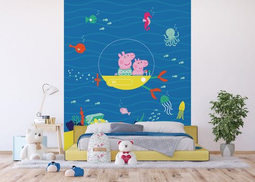 Sanders & Sanders fotobehang Peppa Pig blauw en geel - 270 x 225 cm - 601213