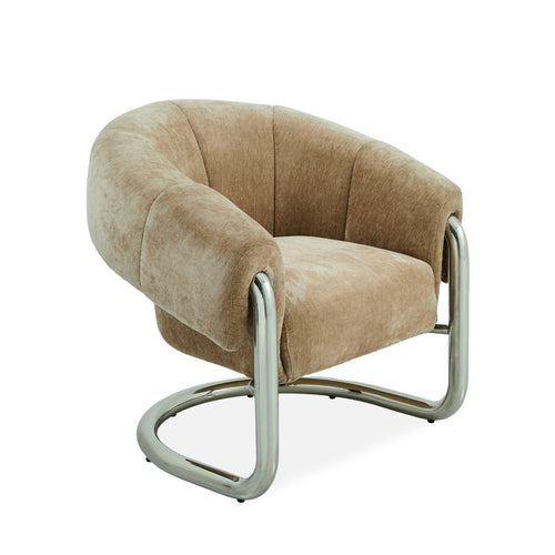 DÉJA Living Eetkamerstoel Leka - Beige/Chrome Stof - Set van 2