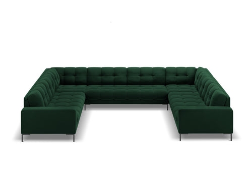 Cosmopolitan Design Panoramische bank Bali 9-zits, flueel, flessengroen - 256x327x75cm