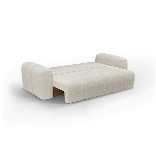 Premium Interiors - Slaapbank met opbergruimte SKY - gewaafd fluweel crème 260cm