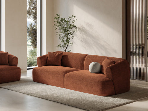 Cosmopolitan Design Modulaire bank Campi 4-zits, ribfluwelen terracotta - 90x255x70cm