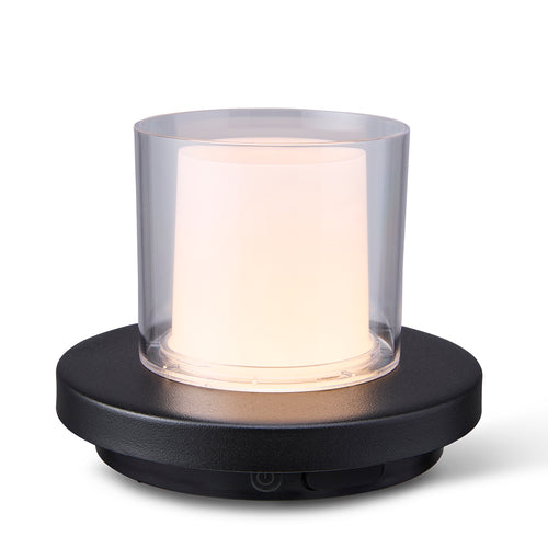 Lighto | Tafellamp zwart met helder glas solar voor buiten | Dimbaar |Oplaadbaar | Werkt op zonne-energie