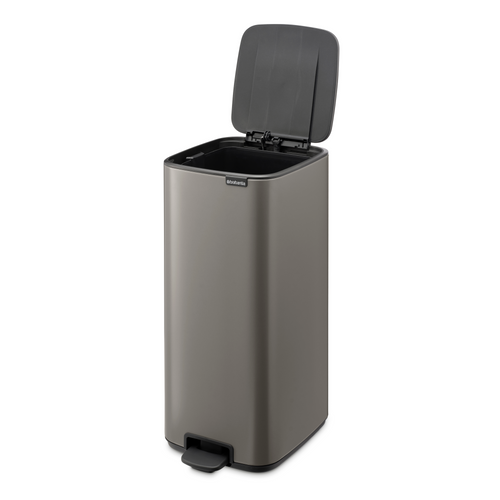 Brabantia Bo Pedaalemmer, 30 liter, stil sluitend, kunststof binnenemmer - Platinum